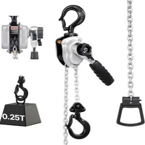 VEVOR 수동 레버 체인 호이스트 1/4T 550LBS 용량의 헤비 듀티가 함께 제공되며 창고 건설 차고를 위해
