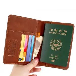 [콩심팥심]해외여행 가죽 여권케이스 트레블월렛 기본 갈색