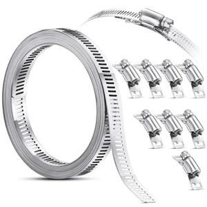 304 스테인레스 스틸 호스 클램프 스트랩 DIY 스크류 밴드 웜 기어 클립 패스너 조절 가능한 파이프 덕트