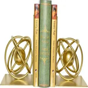 책꽂이 장식용 모던 메탈 유니크 골드 북엔드 홈 오피스용 원형 디자인 북 스토퍼 홀더