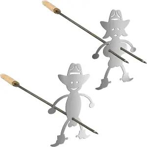 리치리 마시멜로 그릴 스틱 2세트 모자를 쓴 남녀용 스테인리스 포크 핫도그 스탠드 모닥불 파티 가족 및