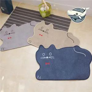 귀여운 고양이 디자인 안전 미끄럼방지 매트 뜨개러그 화장대러그