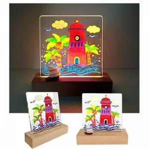 TBZ YQT346T9 만들기대장-LED아크릴원목조명사각-등대(유성형광마카_건전지포함)