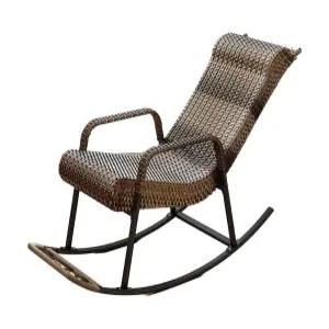 라탄 베란다 쿠션 흔들의자 갈색 안락의자 무중력