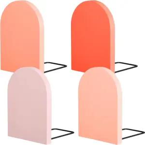 호노슨 4Pcs 보호 우드 북엔드 투 스쿨 세이지 그린 북 스탠드 장식용 스키드 스토퍼 책 CDS 비디오 앨범