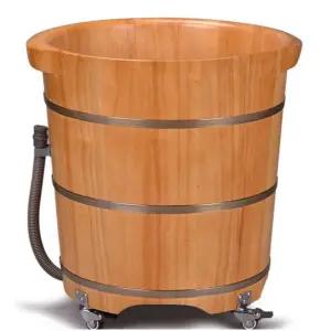 가정용 이동식 원목족욕통 습식 족욕기 바퀴 하노끼