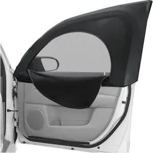 로야포르바 2Pcs 자동차 창문 그늘막 지퍼 통기성 측면 선 메쉬 자동 신축성 전면 커튼 선레이 커버 화면