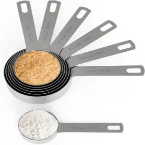 셰프 포모도로 스테인리스 스틸 계량컵 세트 7피스로 중첩 및 적층 가능 마킹과 분류 링이 있는 견고한