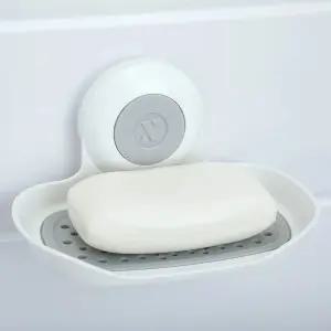 SlipX 솔루션의 강력한 홀드 비누 세이버 흡입 컵 홀더 범용 주방 및 욕실 샤워 액세서리 흰색 필수품