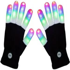 XISFORX 7색 조명 쇼 LED 장갑 레이브 라이트 핑거 깜박이는 글로우