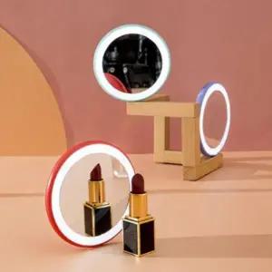 손거울 LED 휴대용 원형 메이크업 조명 미니