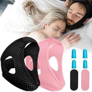 수면 사용자용 턱 스트랩, 입을 다물게 하는 코골이 방지 수면용 공기 흐름 귀마개가 달린 스트랩(2팩)