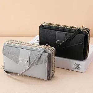 가방형 2단 지퍼지갑 포켓 탈부착 크로스 스트랩 여성지갑