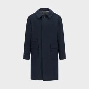 울 블랜디드 아웃포켓 세미 오버 코트 네이비 IMFDCT513F