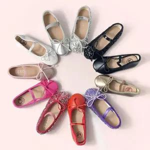 여아리본구두 반짝이 플랫 새학기 말랑플랫 발레리나 발레코어