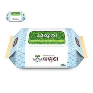 사무용품 미래생활)뉴새싹이물티슈(100매/캡형)-박스(24개입)