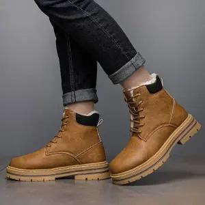 투톤솔 방한 남성 2컬러 기모 레더 워커 ZG-TT577