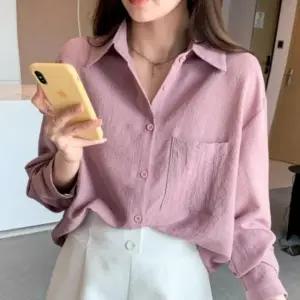 여성 여름 데일리 베이직 심플 루즈핏 블라우스 셔츠