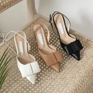 11CM힐 여성 슬링백힐 리본장식 스틸레토힐 슬림핏 8cm