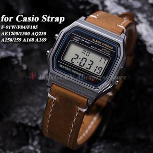 CASIO F91W W-800H SGW400 F84 F105/108 A158/168 AE1200/1300 남성용 손목 팔찌 용 소 가죽  시계 밴드 18