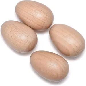 4 PCS 나무 셰이커 세트 타악기 내추럴 마감