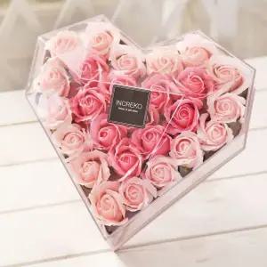 하트 장미 플라워박스 핑크 비누꽃 장식꽃 선물용