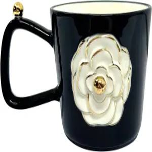 히키윈 3D 플라워 세라믹 커피 머그컵 11.8온스 빈티지 플로럴 카푸치노 개인 맞춤 여성 신부 샤워 선물