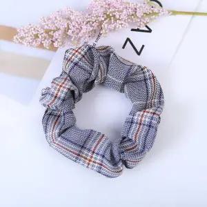 [에이치플러스몰]TBZ 파스텔 체크 곱창머리끈 헤어밴드