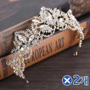 [오너클랜]TBZ 셀프웨딩 크리스탈 티아라 장식-로사x2개 티아라왕관