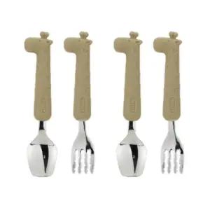 유아 스푼 포크 세트 휴대용 케이스 기린 X2