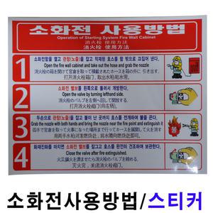 소화전사용방법 스티커/4개국어용/소화전사용설명서
