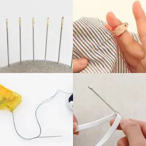 소잉데일리]바늘 모음 손바늘 가죽 자수 십자수 퀼트 골무 실 고무줄 끼우개 바느질세트 비딩 수선