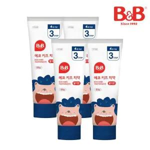 [비앤비][4개세트] 3단계 에코키즈치약 딸기향 80g