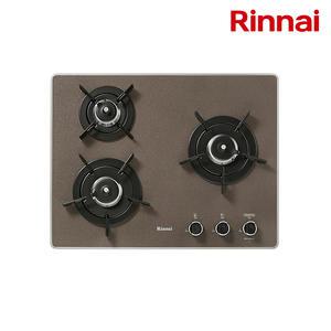 린나이 3구 컬러 가스레인지 빌트인 가스쿡탑 매립형 카라멜브라운 RBR-P3531BD 건전지교체형