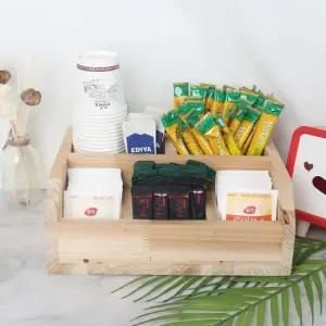 아트박스 구멍가게 우드나인 원목 커피트레이 커피믹스 종이컵 트레이