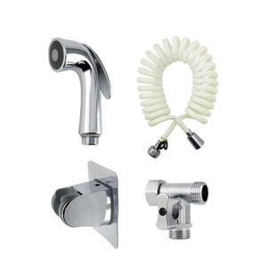 국산 크롬 욕실스프레이건 코일호스 3M세트-접착형 변기샤워기 청소건 베란다 샤워 화장실 미니건