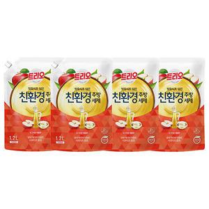 트리오 발효식초 담은 주방세제, 애플, 1.2L, 4개