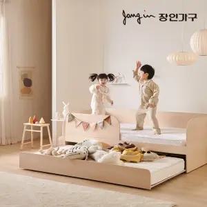 장인가구 뉴피터 저상형 슬라이딩 2단 침대 SS 낮은포켓+라텍스탑+가드