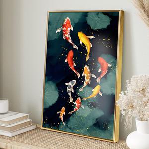 잉어그림 구어도 황금 돈들어오는그림 풍수 연꽃 집들이 부모님 선물