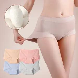 60수 고급 여성 면 팬티 4매 세트 미드웨이스트