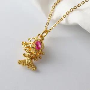 24k순금 입체 큐빅 물고기 목걸이 메달 펜던트3.75g