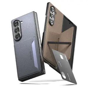 갤럭시 Z폴드6 폴드6 폴더블 핸드폰 케이스 카드수납 보르도 포켓 스탠딩 고급스러운 가죽 3컬러