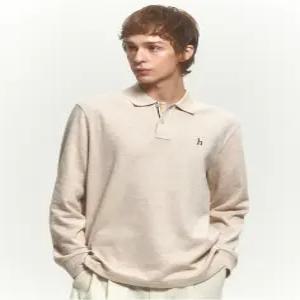 헤지스 남성 24FW [반값세일]라이트베이지 긴팔 피케 카라 티셔츠 HZTS4D431I1