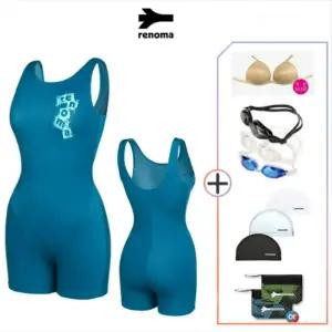 [레노마수영복](하남점)*  폴리백 브라캡 무상증정* 여성 2부빈티지퍼즐반신수영복 마린블루LF2E861-MB