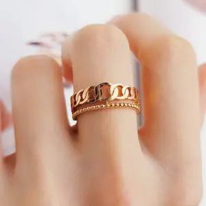 14k 모던 체인링 두줄 반지 여자