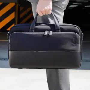 질스튜어트 액세서리 남성 [AXEL] 악셀 블랙 가죽 배색 브리프케이스 서류가방 JUBA5E601BK