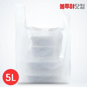 시장 마트 봉투 백색 손잡이 재활용 비닐 쓰레기봉지 5L 100매