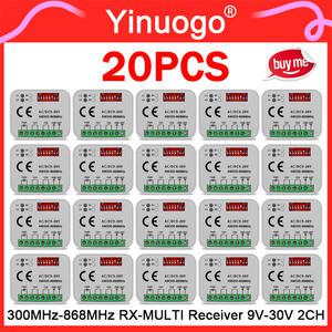 20개 세트 수신기 스위치 9V-30V 315MHz 433MHz 868MHz 다중 주파수 주차장 문 원격 리모컨 차단기 송신기