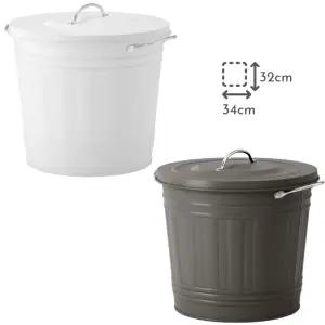 이케아 스틸 뚜껑 쓰레기통 덮개 휴지통 16L 크노드