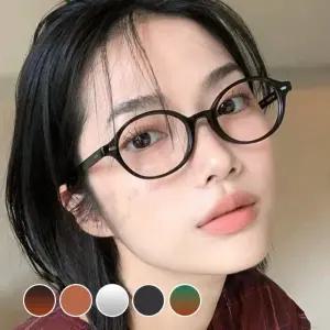 자외선차단 패션 라운드 뿔테안경 투톤 커플 검정 투명 안경테 남성용 남녀공용 우정 컬러 여자 무도수 UV